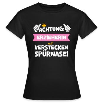 Erzieherin Idee Weihnachten Verstecken Lustig - Frauen T-Shirt - Schwarz - Vorne - AI Model Female 172 dark (172cm)