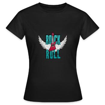 Rock and Roll avec des ailes - T-shirt Femme - noir - Devant - AI Model Female 172 dark (172cm)