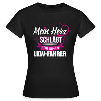 Frau LKW-Fahrer Trucker Fernfahrer Herz - Frauen T-Shirt - Schwarz - Vorne - AI Model Female 172 dark (172cm)