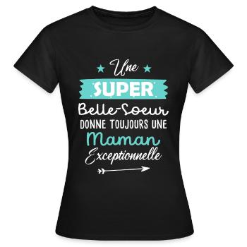 Belle soeur future maman cadeau drôle annonce mère - T-shirt Femme - noir - Devant - AI Model Female 172 dark (172cm)