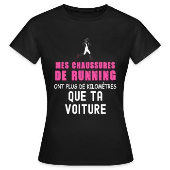 Course A Pied Femme Cadeau Citation Humour - T-shirt Femme - noir - Devant - AI Model Female 172 dark (172cm)