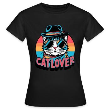 Cat Lover Retro Design - Women's T-Shirt - black - Front - AI Model Female 172 dark (172cm)
