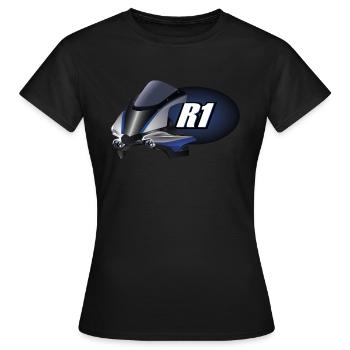 R1 - T-shirt Femme - noir - Devant - AI Model Female 172 dark (172cm)