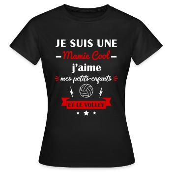 Mamie cool volley,fête des grands-mères - T-shirt Femme - noir - Devant - AI Model Female 172 dark (172cm)