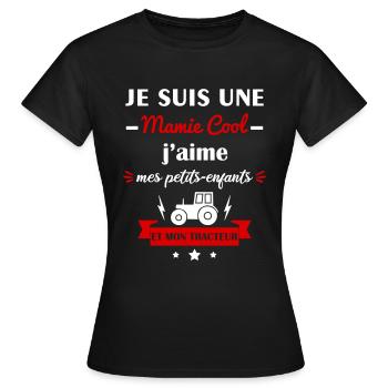 Mamie cool tracteur, fête des grands-mères, mémé - T-shirt Femme - noir - Devant - AI Model Female 172 dark (172cm)