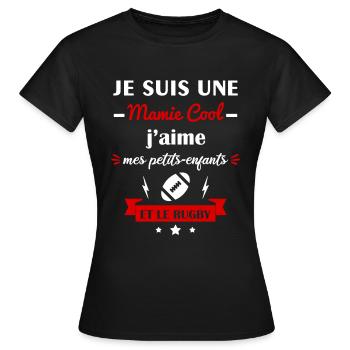 Mamie cool rugby, fête des grands-mères,rugbywoman - T-shirt Femme - noir - Devant - AI Model Female 172 dark (172cm)