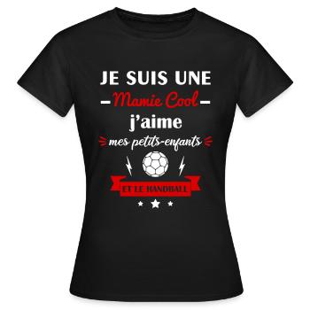 Mamie cool handball, fête des grands-mères, mamie - T-shirt Femme - noir - Devant - AI Model Female 172 dark (172cm)