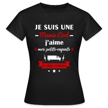 Mamie cool camion, fête des grands-mères, routière - T-shirt Femme - noir - Devant - AI Model Female 172 dark (172cm)