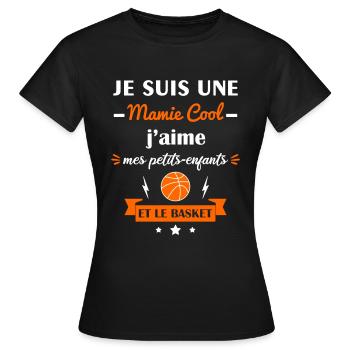 Mamie cool basket, fête des grands-mères, mémé - T-shirt Femme - noir - Devant - AI Model Female 172 dark (172cm)