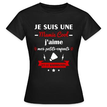 Mamie cool badminton,fête des grands-mères,badiste - T-shirt Femme - noir - Devant - AI Model Female 172 dark (172cm)