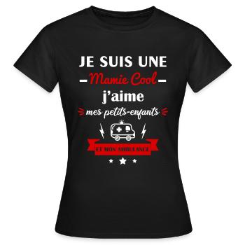 Mamie cool ambulance, fête des grands-mères - T-shirt Femme - noir - Devant - AI Model Female 172 dark (172cm)