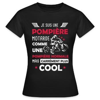 Pompière motarde moto pompier cadeau drôle - T-shirt Femme - noir - Devant - AI Model Female 172 dark (172cm)