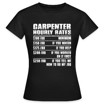 Taux horaire de charpentier pour les menuisiers - T-shirt Femme - noir - Devant - AI Model Female 172 dark (172cm)
