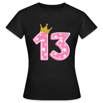 13 Krone 13. Geburtstag 13 Jahre - Frauen T-Shirt - Schwarz - Vorne - AI Model Female 172 dark (172cm)
