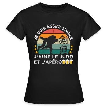 J' aime le judo et l' apéro humour judoka vintage - T-shirt Femme - noir - Devant - AI Model Female 172 dark (172cm)
