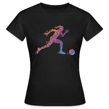 Women's Football Footballer Outfit Women's Jersey - Women's T-Shirt - black - Front - AI Model Female 172 dark (172cm)