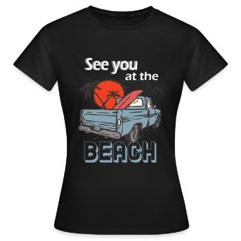 See you at the beach Beachlove Sunset - Frauen T-Shirt - Schwarz - Vorne - AI Model Female 172 dark (172cm)