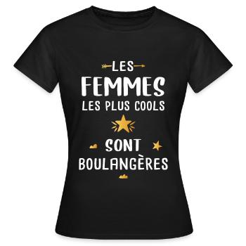 Cadeau Drôle Femme Boulangère Métier Boulangerie - T-shirt Femme - noir - Devant - AI Model Female 172 dark (172cm)