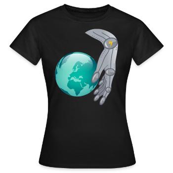 Espace : Un extraterrestre vise la domination du monde - T-shirt Femme - noir - Devant - AI Model Female 172 dark (172cm)