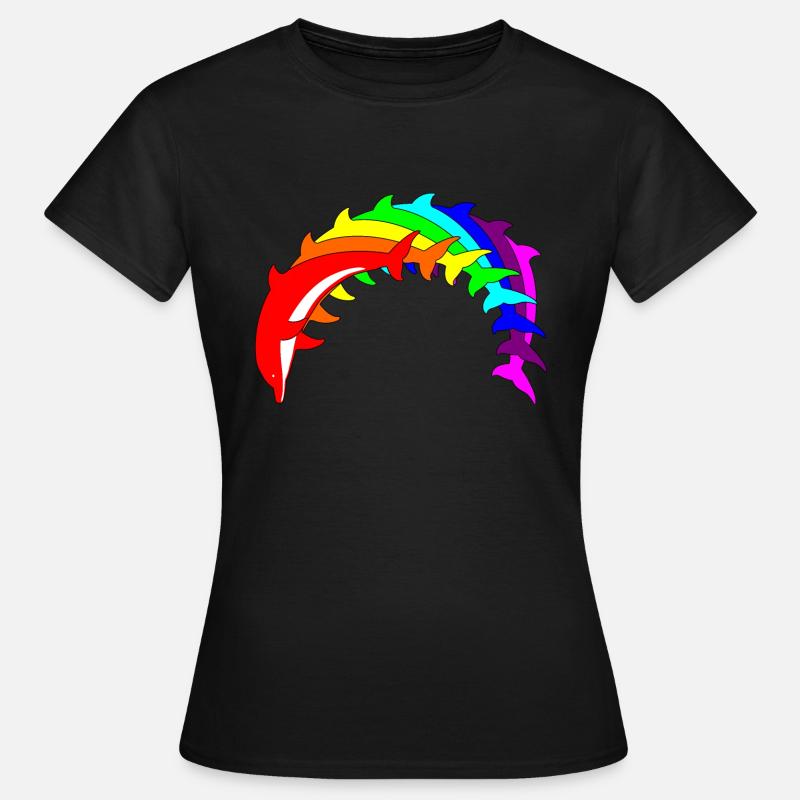 Rainbow dolphins - Women's T-Shirt - black