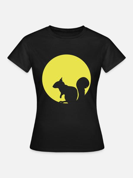 Squirrel In The Moonlight - Frauen T-Shirt - Schwarz