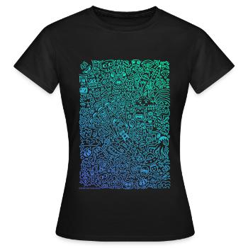 Doodle Paragliders dégradé de couleurs - T-shirt Femme - noir - Devant - AI Model Female 172 dark (172cm)