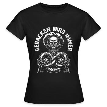 Zombie als Bäcker - gebacken wird immer - Frauen T-Shirt - Schwarz - Vorne - AI Model Female 172 dark (172cm)