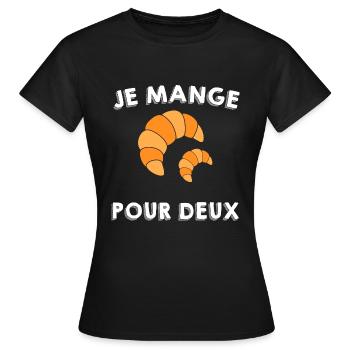 Humour femmes enceintes. Je mange pour deux - T-shirt Femme - noir - Devant - AI Model Female 172 dark (172cm)