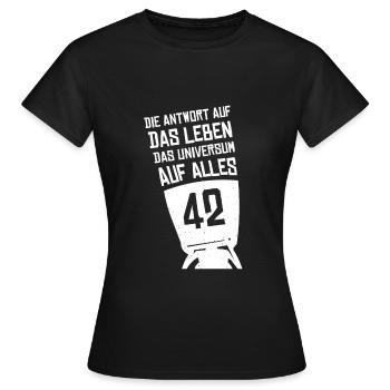 Answer 42 - Women's T-Shirt - black - Front - AI Model Female 172 dark (172cm)
