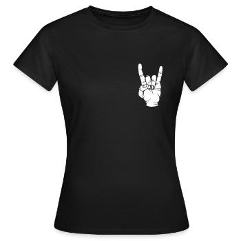 Rocker Teufelshorn Herzschlag Metal Hand Geschenk - Frauen T-Shirt - Schwarz - Vorne - AI Model Female 172 dark (172cm)