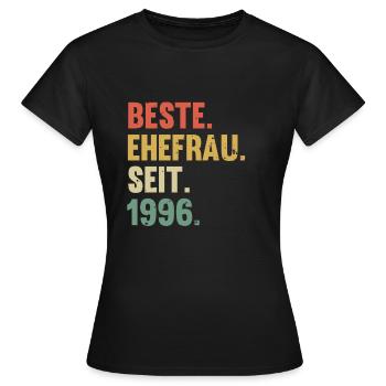 Beste Ehefrau Seit 1996 Hochzeit Silberhochzeit - Frauen T-Shirt - Schwarz - Vorne - AI Model Female 172 dark (172cm)
