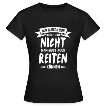 Reiterin Pferdespruch Lustiges Pferde Geschenk - Frauen T-Shirt - Schwarz - Vorne - AI Model Female 172 dark (172cm)