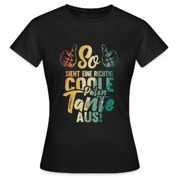 So Sieht eine Coole Patentante aus Tante Vintage - Frauen T-Shirt - Schwarz - Vorne - AI Model Female 172 dark (172cm)
