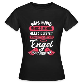 Verkäuferin Engel Einzelhandelskauffrau Kauffrau - Frauen T-Shirt - Schwarz - Vorne - AI Model Female 172 dark (172cm)