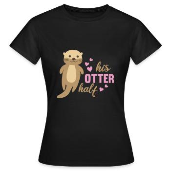his otter half süße otter lieben romantisch Herz - Frauen T-Shirt - Schwarz - Vorne - AI Model Female 172 dark (172cm)