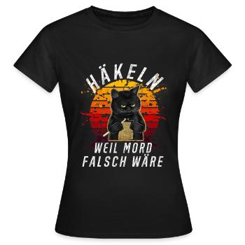 Häkeln Stricken nähen Handarbeit - Frauen T-Shirt - Schwarz - Vorne - AI Model Female 172 dark (172cm)