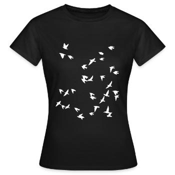 Mouches du troupeau d’oiseaux - T-shirt Femme - noir - Devant - AI Model Female 172 dark (172cm)