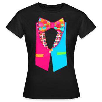 Clown,Carnival,Costume,Colorful Clown,Bow Tie - Women's T-Shirt - black - Front - AI Model Female 172 dark (172cm)