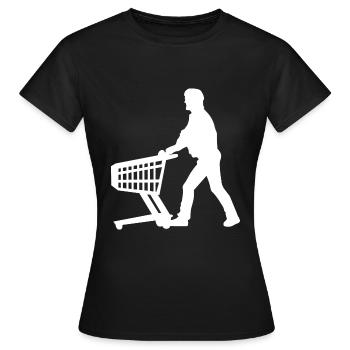 Einkaufswagen Einkaufen Warenkorb Mann Supermarkt - Frauen T-Shirt - Schwarz - Vorne - AI Model Female 172 dark (172cm)
