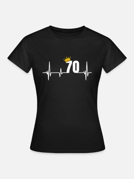 70. Geburtstag 70 Jahre Jubiläum Herzschlag Krone - Frauen T-Shirt - Schwarz