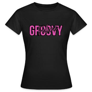 Feline Groovy - Women's T-Shirt - black - Front - AI Model Female 172 dark (172cm)