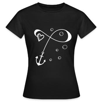 Anchor with heart on the rope - infinite love - Women's T-Shirt - black - Front - AI Model Female 172 dark (172cm)
