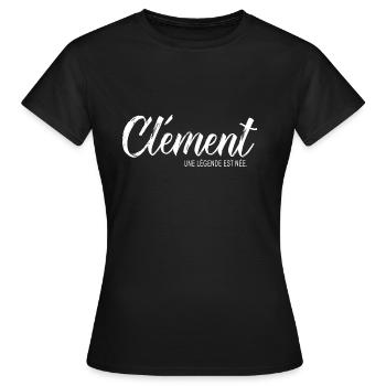 Clément une légende Cadeau T shirt Clement - T-shirt Femme - noir - Devant - AI Model Female 172 dark (172cm)