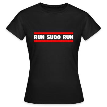 run sudo run - Frauen T-Shirt - Schwarz - Vorne - AI Model Female 172 dark (172cm)