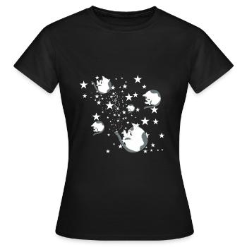 Sterne,Katzen,schlafen, schlafende Katzen - Frauen T-Shirt - Schwarz - Vorne - AI Model Female 172 dark (172cm)