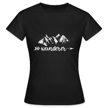 Wanderer - Wandern - Frauen T-Shirt - Schwarz - Vorne - AI Model Female 172 dark (172cm)