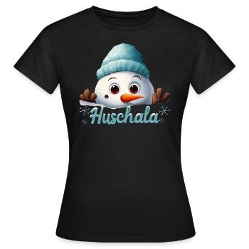Huschala Kalt Winter fränkisch - Frauen T-Shirt - Schwarz - Vorne - AI Model Female 172 dark (172cm)