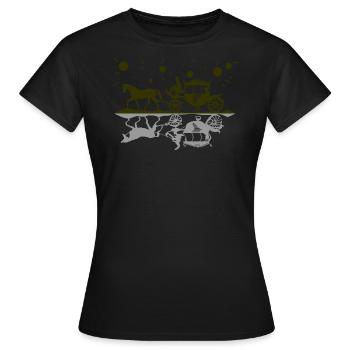 Pferdekutsche Pferd Romantik Liebe - Frauen T-Shirt - Schwarz - Vorne - AI Model Female 172 dark (172cm)
