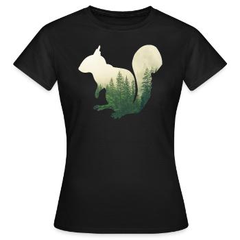 Eichhoernchen - Wald Doppelbelichtungs-Effekt - Frauen T-Shirt - Schwarz - Vorne - AI Model Female 172 dark (172cm)