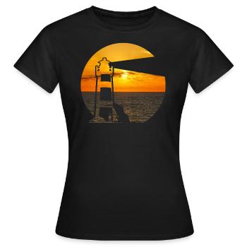 Phare sur la mer double exposition - T-shirt Femme - noir - Devant - AI Model Female 172 dark (172cm)
